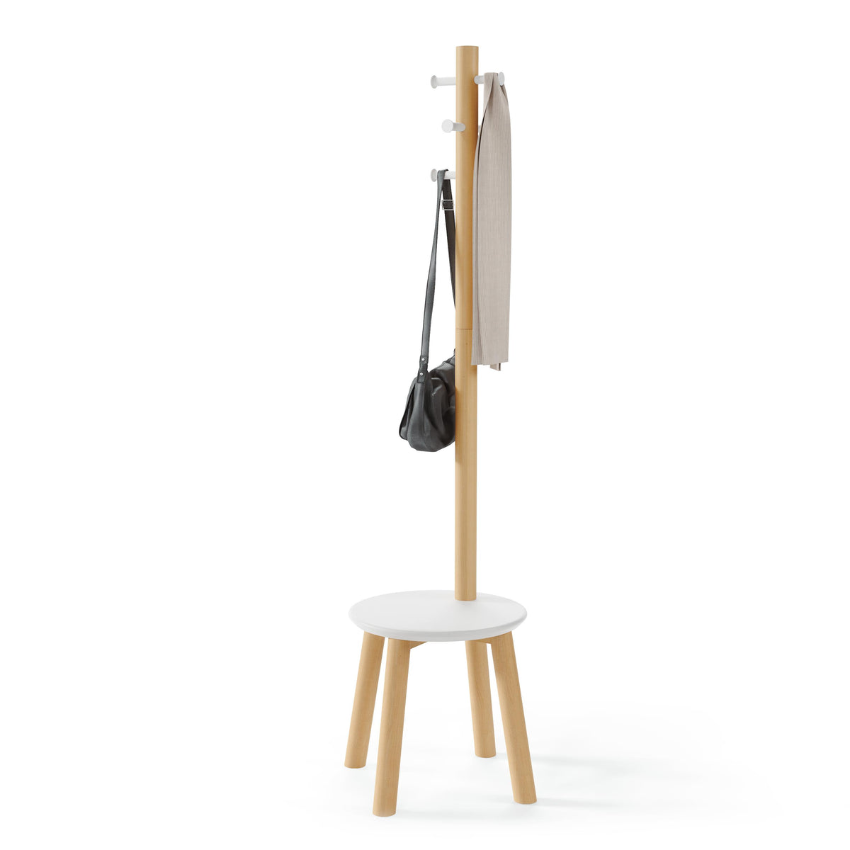 Umbra Pillar Stool/Coat Rack Wht/Nat