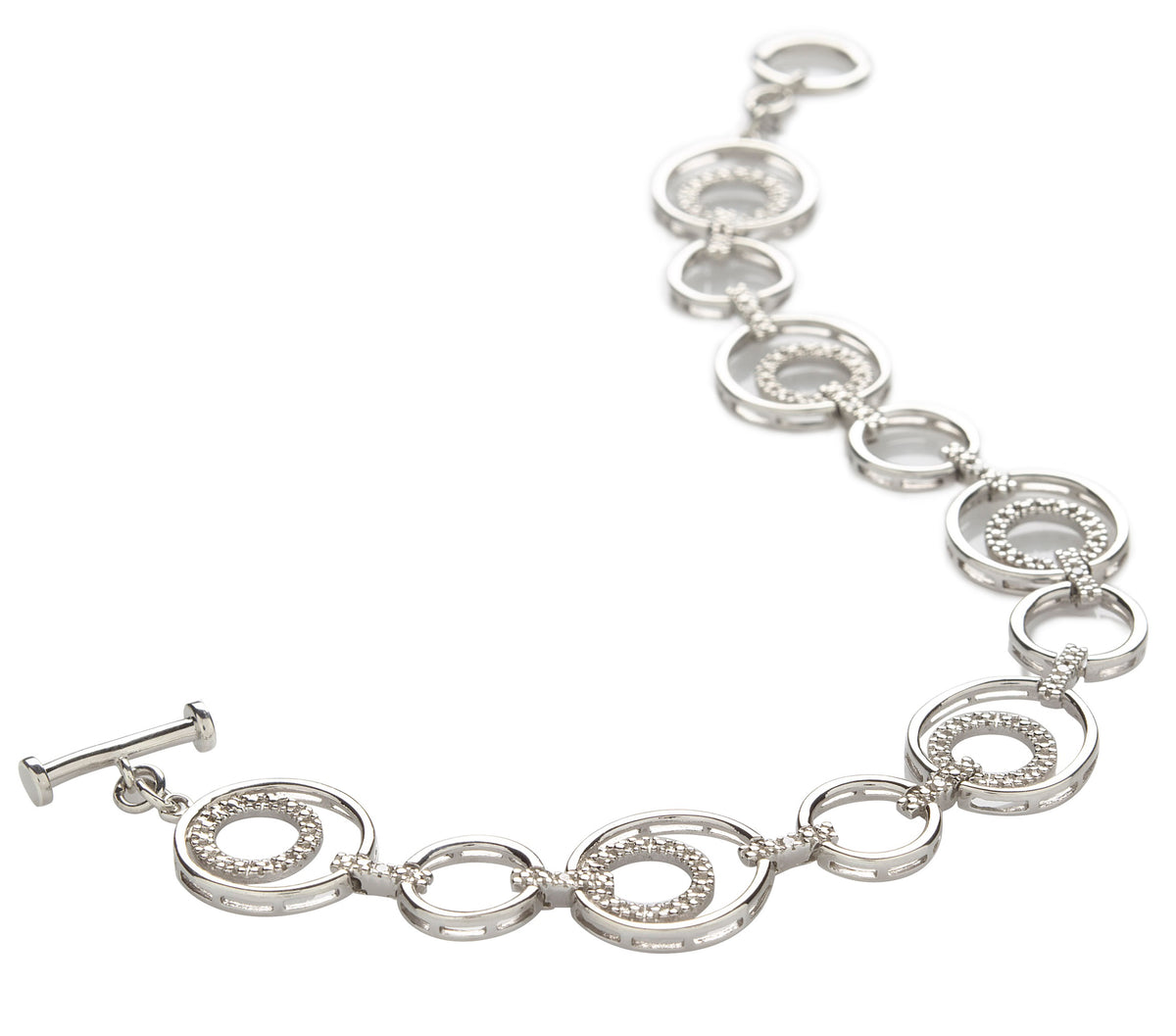 Jilco Sterling Silver Circle Diamond Bracelet