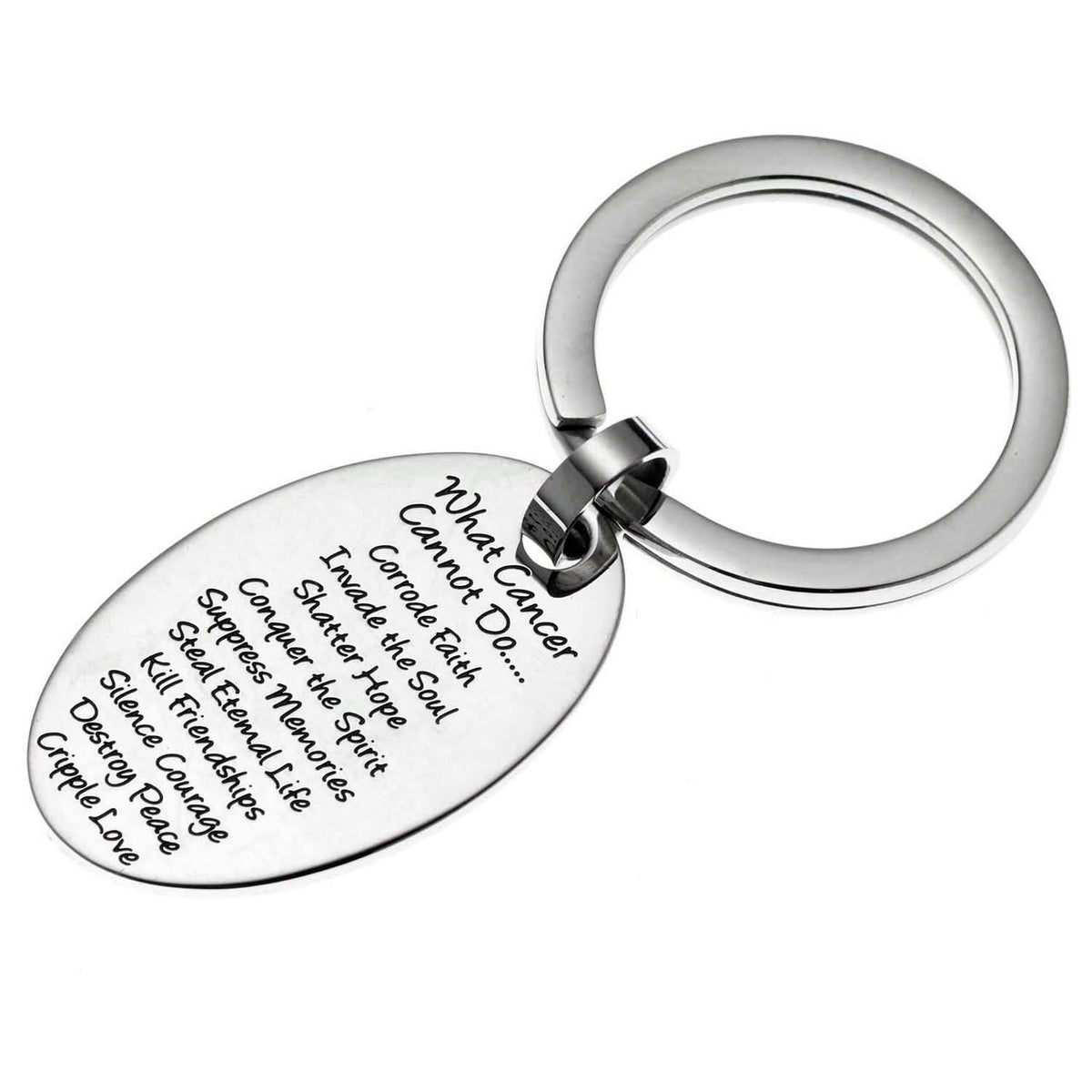 Joyful Sentiments What Cancer Cannot Do Oval Key Ring