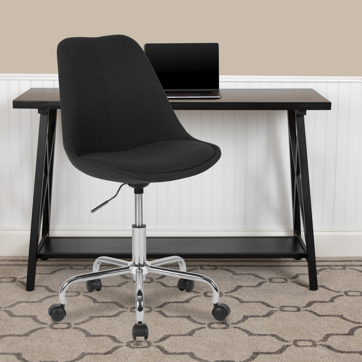 Flash Furniture Mid-Back Blue Fabric Task Office Chair with Pneumatic Lift and Chrome Base