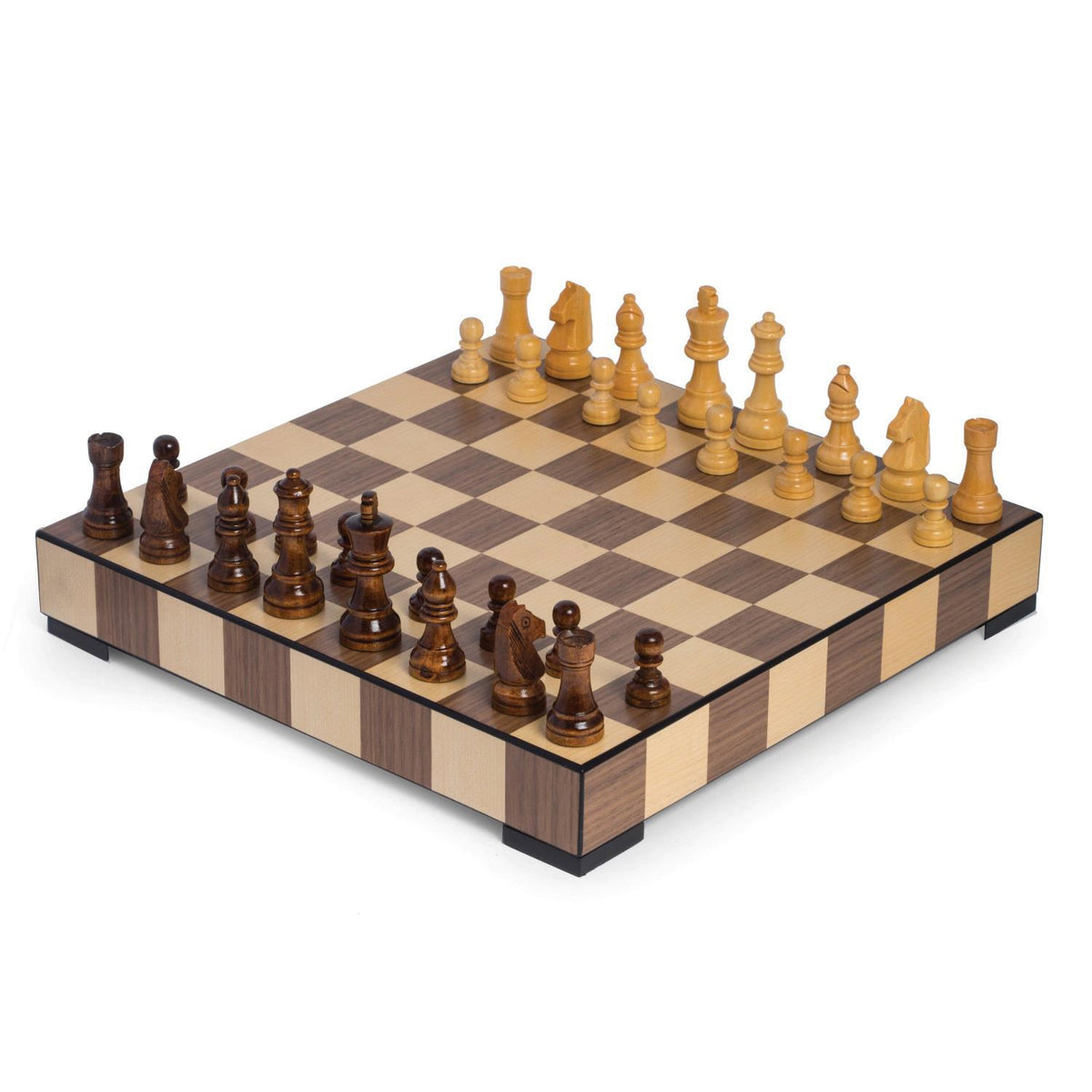 Distinctive Gifts Matte Wood Inlay Chess/Checkers Set w/Storage Drawer