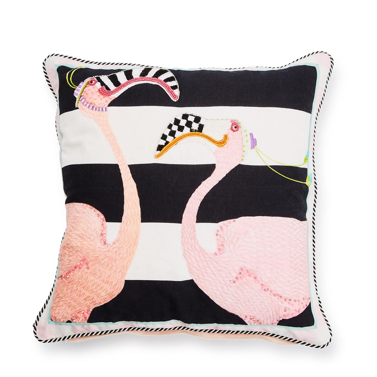 MacKenzie-Childs Patience Brewster Flamingo Throw Pillow