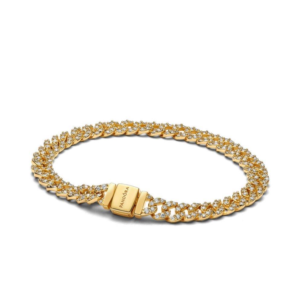 Pandora Pav Cuban Chain Bracelet Size 6.3"