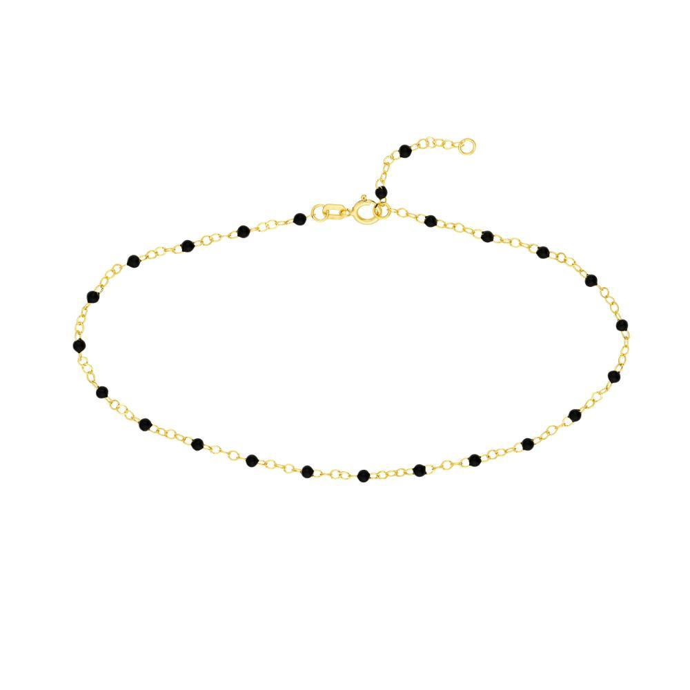 HAWLEY ST Black Enamel Bead Piatto 7.5" Chain
