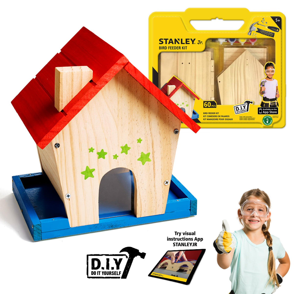 Red Toolbox Stanley Jr. Wooden Bird Feeder DIY Kit