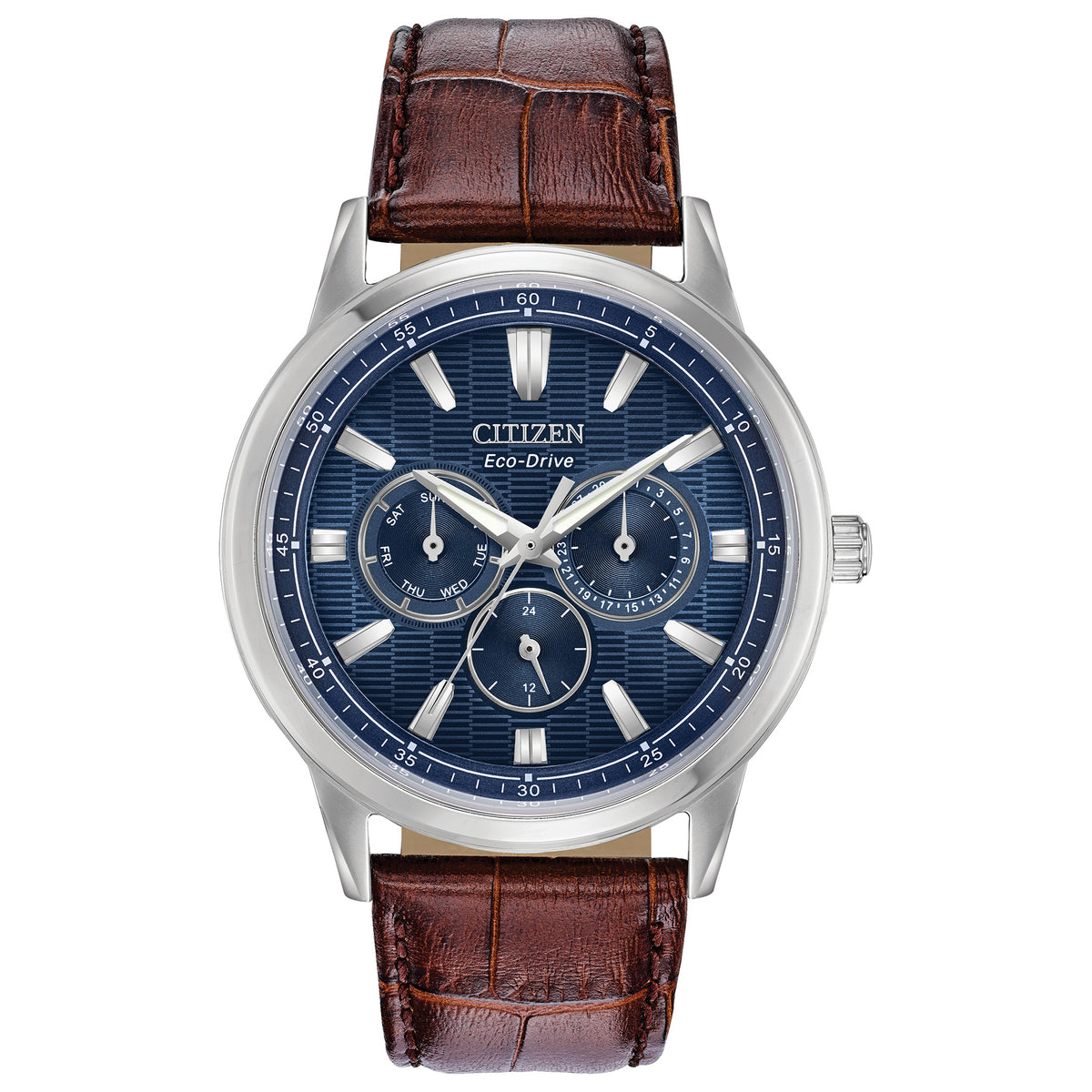 Citizen Watch Men's Classic Eco-Drive Leather Strap watch, Blue dial