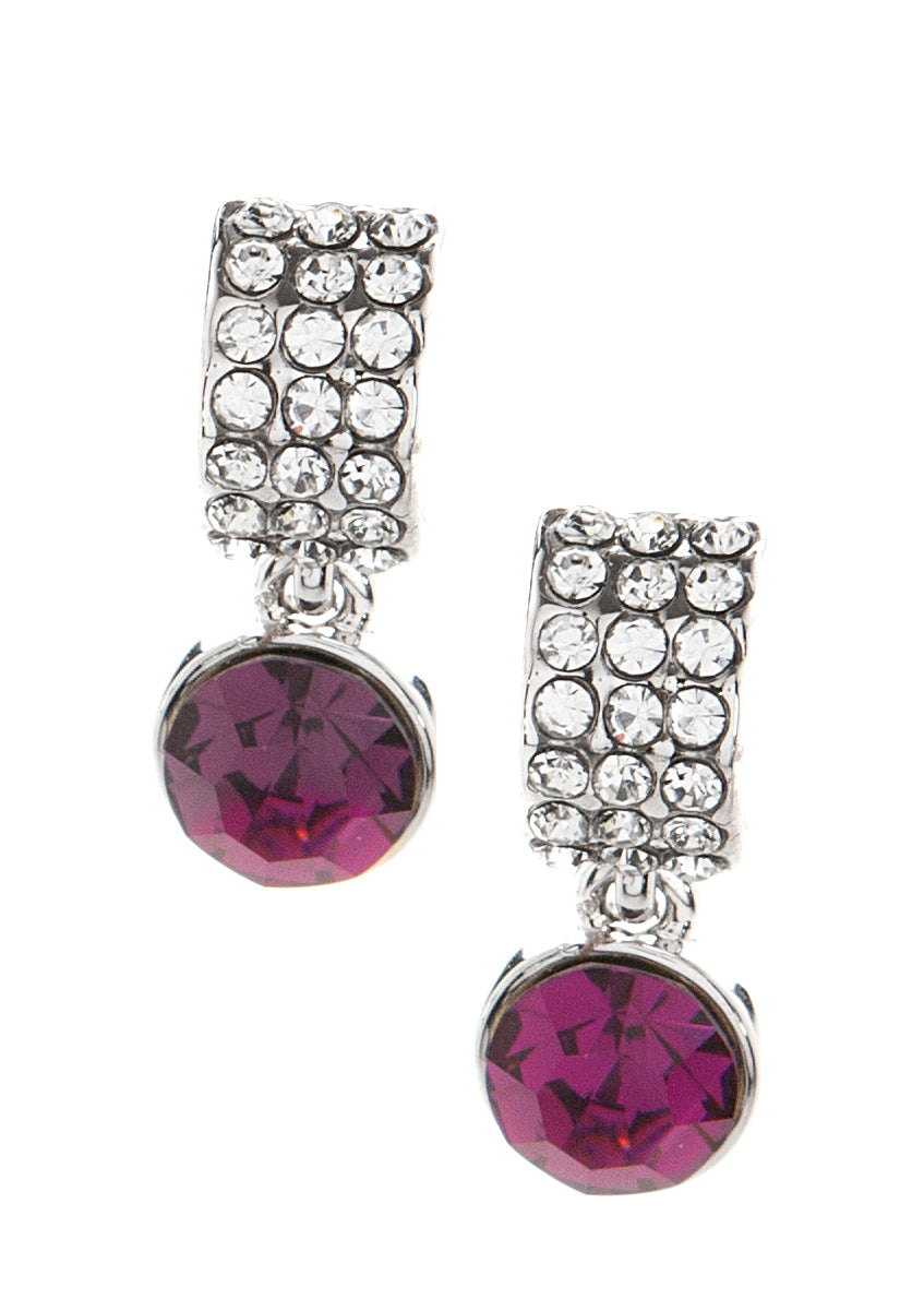 DKD MULTI-CRYSTAL DROP EARRINGS-Plum