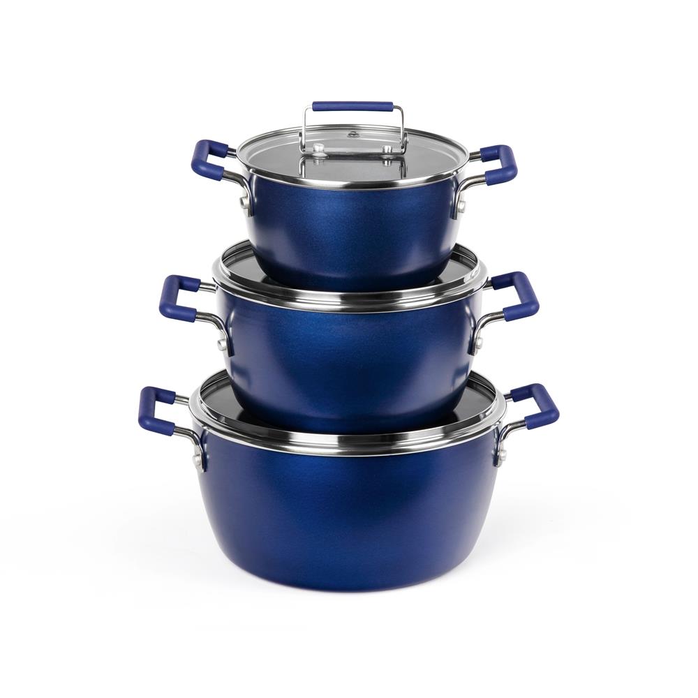 GraniteStone Cookware Nesting Stackable Pots Set Size 6 Piece Set