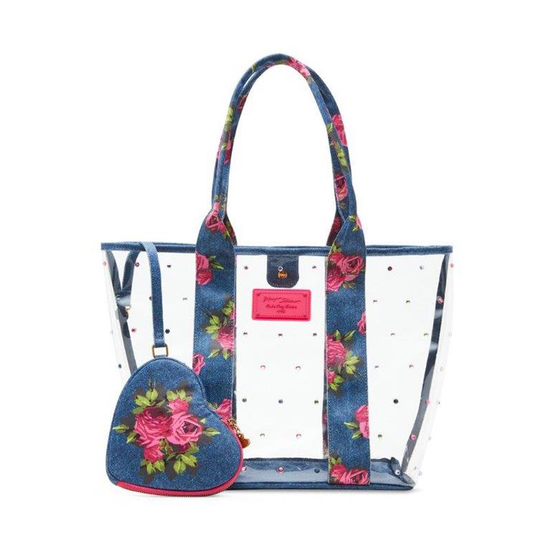 Betsey Johnson Clear Tote w/ Heart Pouch