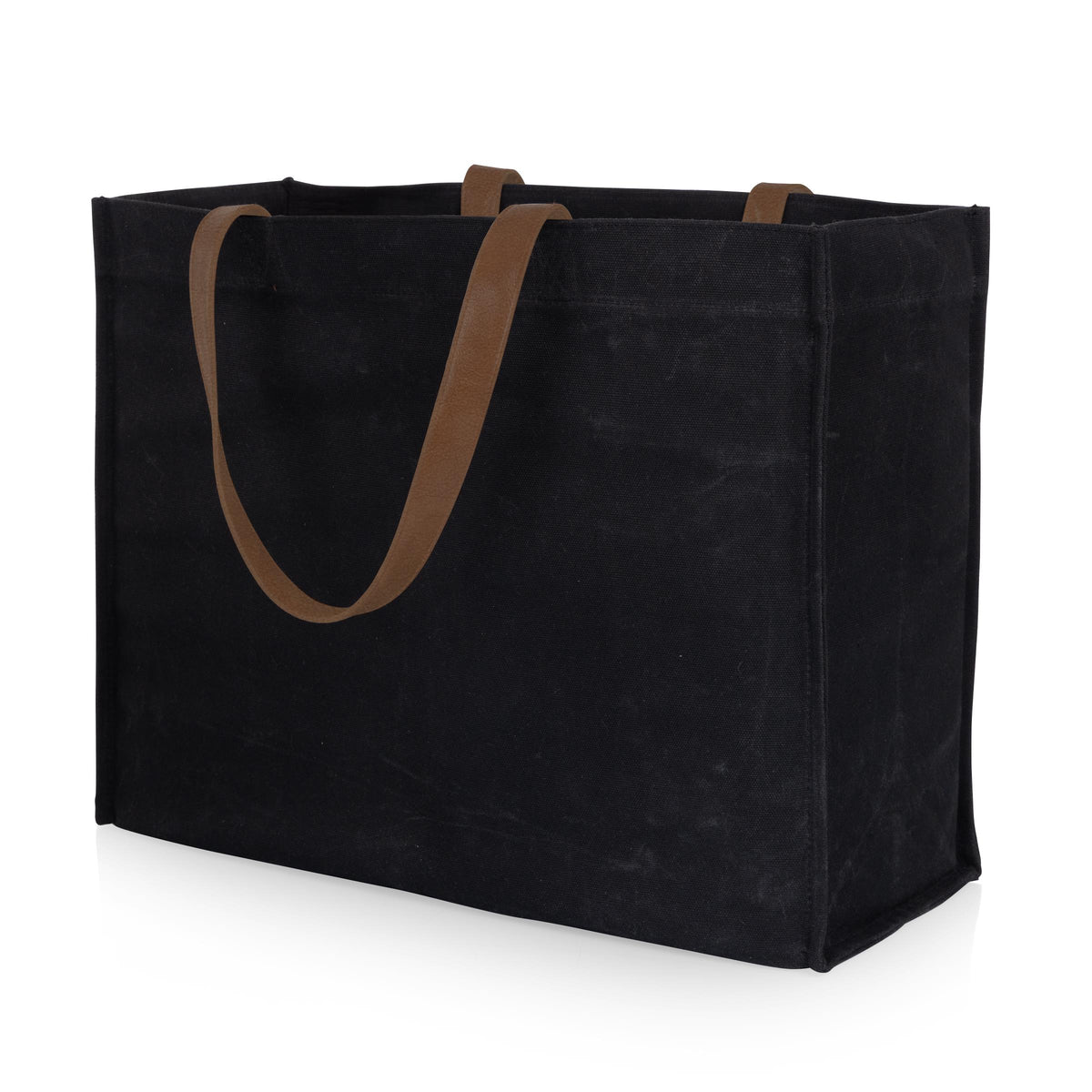 Picnic Time Market Waxed Canvas Tote with Leatherette Handles - Gray