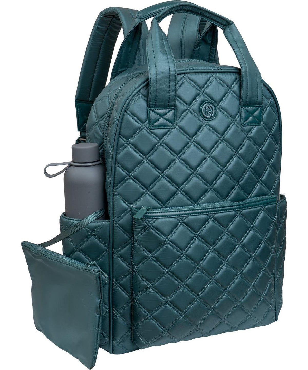 Joan & David Diamond Quilted Puffer Nylon Backpack Size 18"