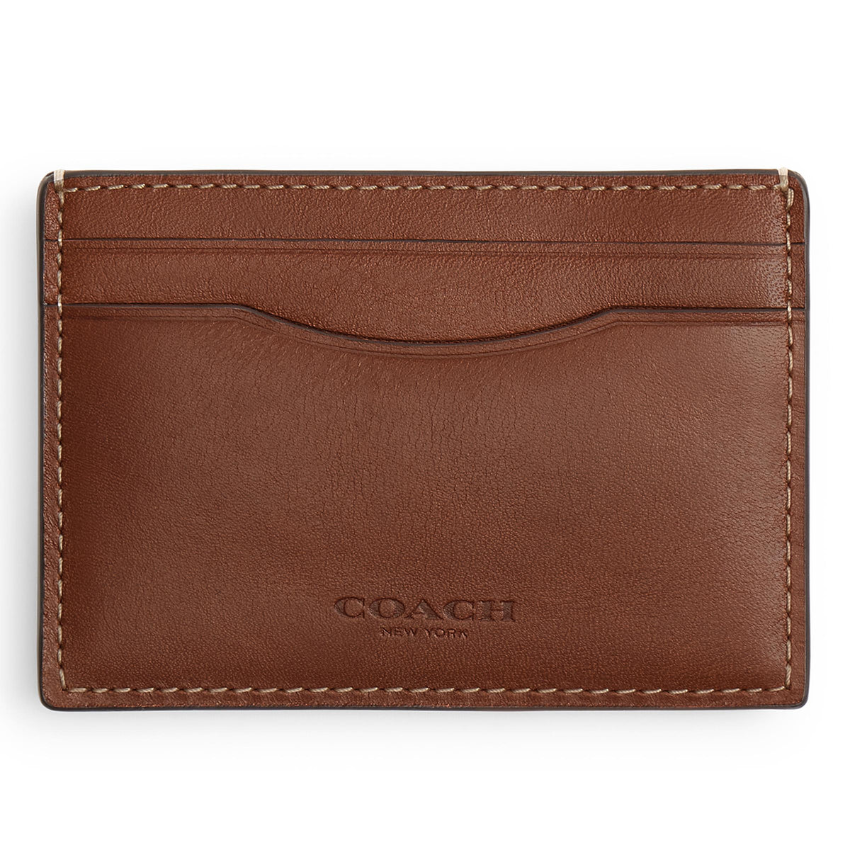 COACH Mens Full Grain Leather Money Clip Card Case - Redwood