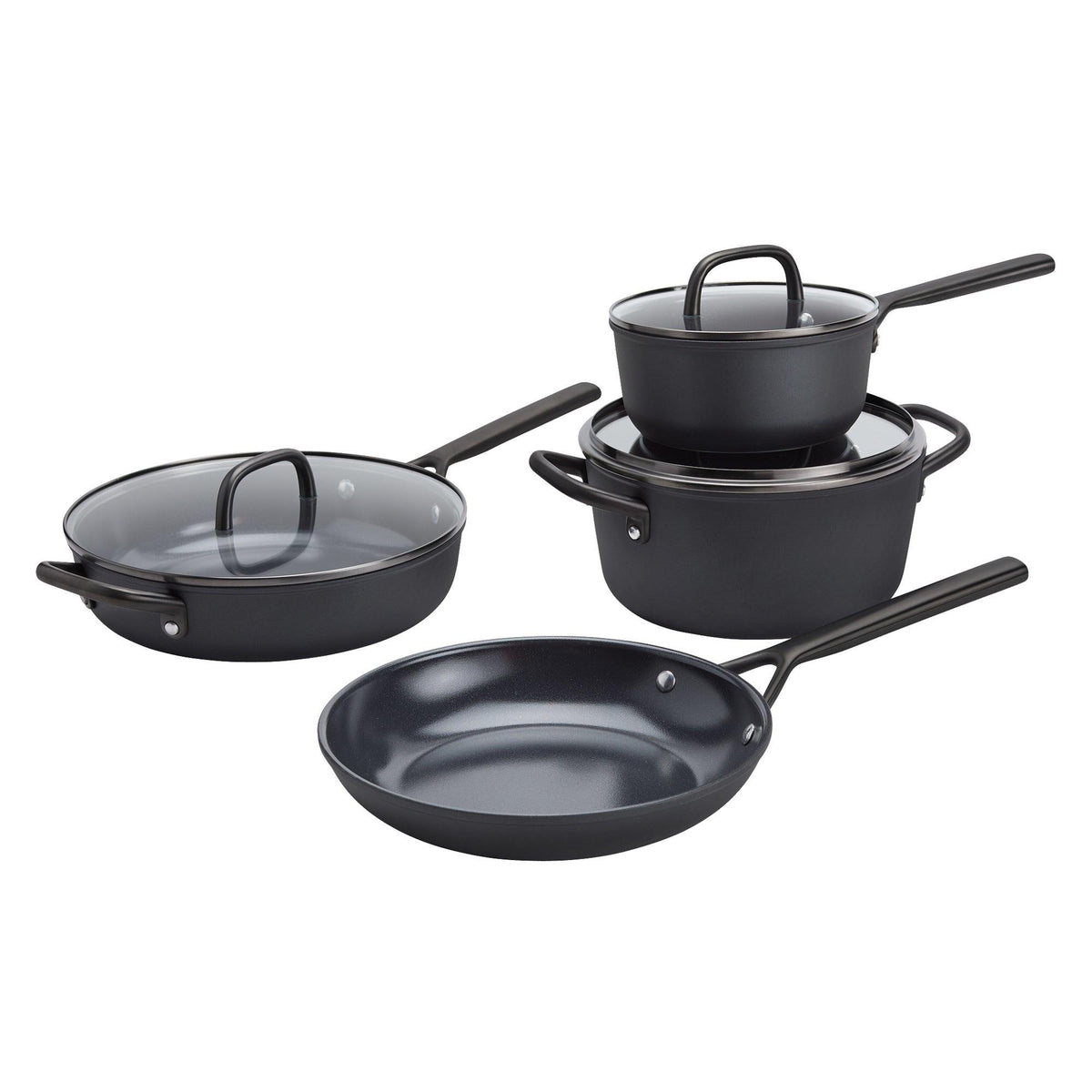 Zwilling Milano 7pc Aluminum Ceramic Cookware Set Black