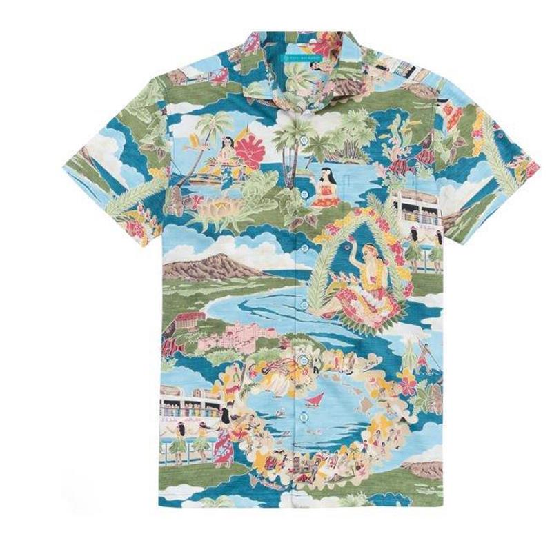Tori Richard Mens Boat Day Aloha SS Shirt - Lagoon-XL