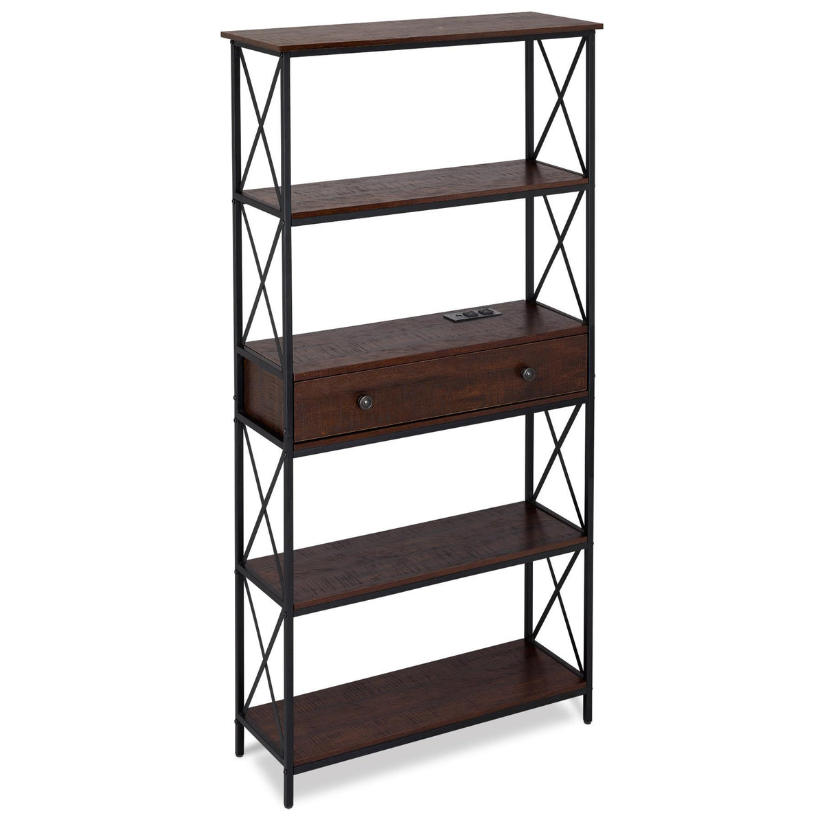GPX DecorTech 5 Tier Bookshelf with Charging Station