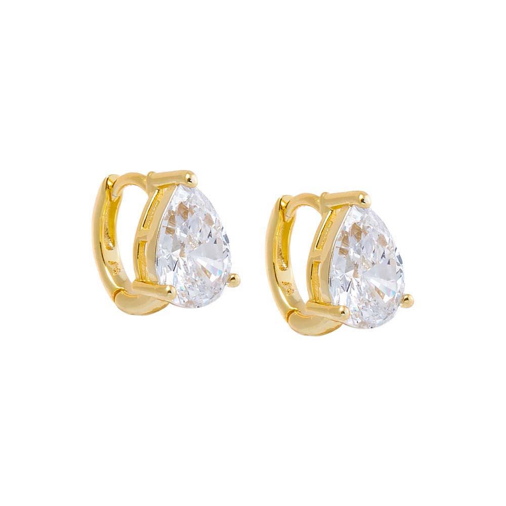 Adina Eden CZ Pear Stud Style Huggie Earring