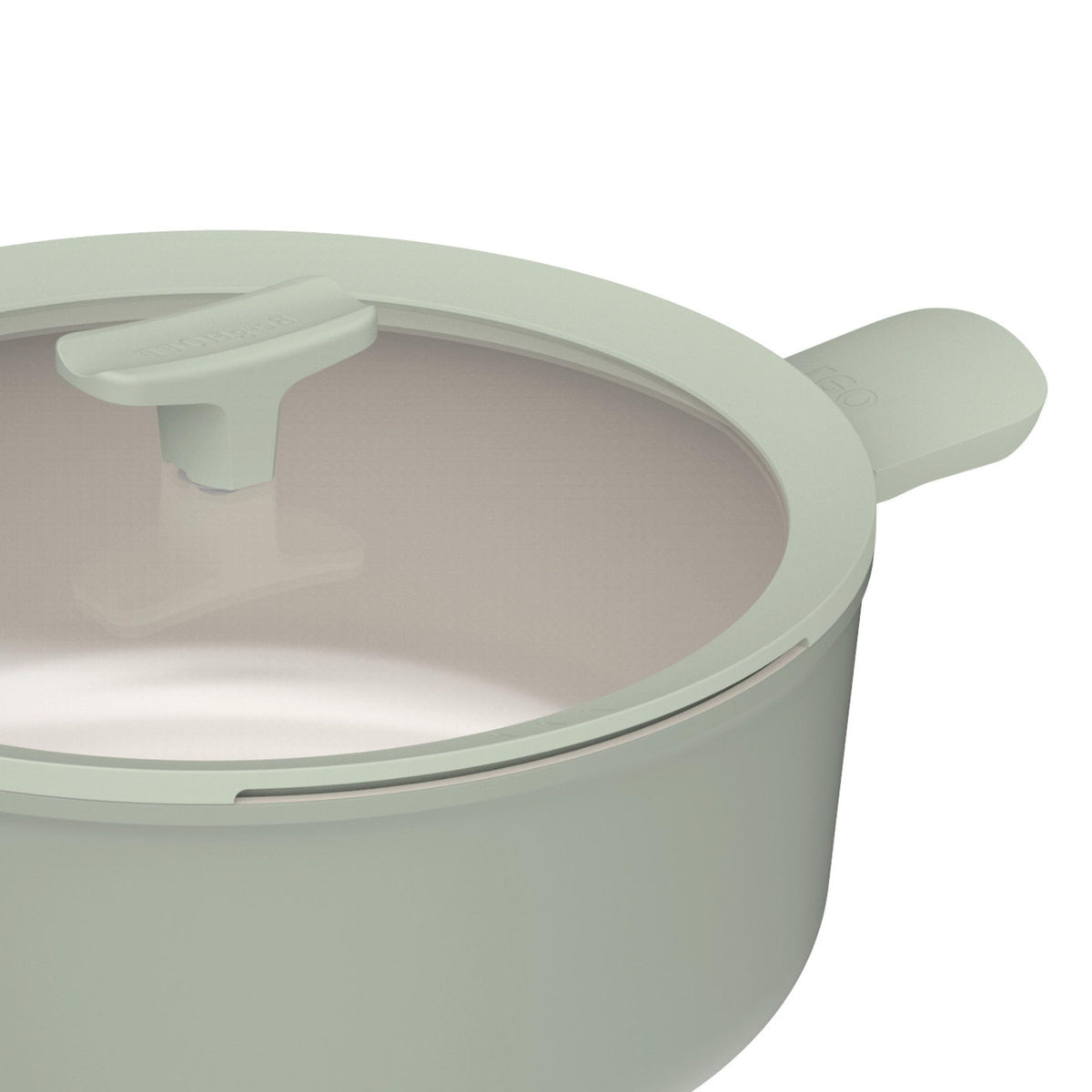 BergHOFF Leo Balance NS Ceramic Stockpot 11", 6.5qt. With Glass Lid, Recycled Aluminum, Sage