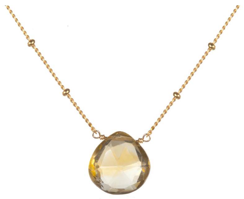 Satya Abundance Citrine Gold Teardrop 18" Necklace