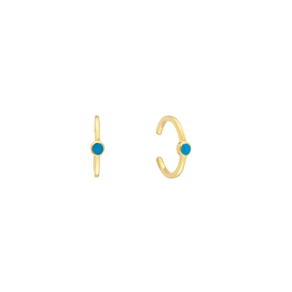 HAWLEY ST Turquoise Enamel Bezel Earring Cuffs