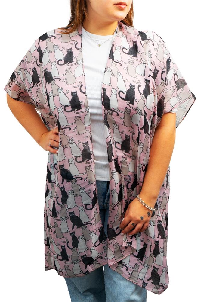 Jessica McClintock Cat Print Kimono