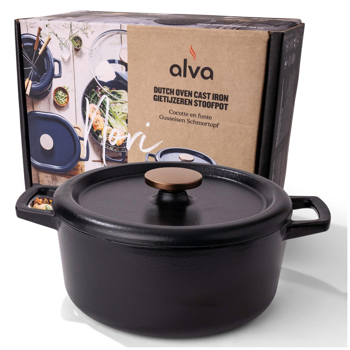 Alva Nori Round 5.3 Qt Enameled Cast Iron Dutch Oven with Lid