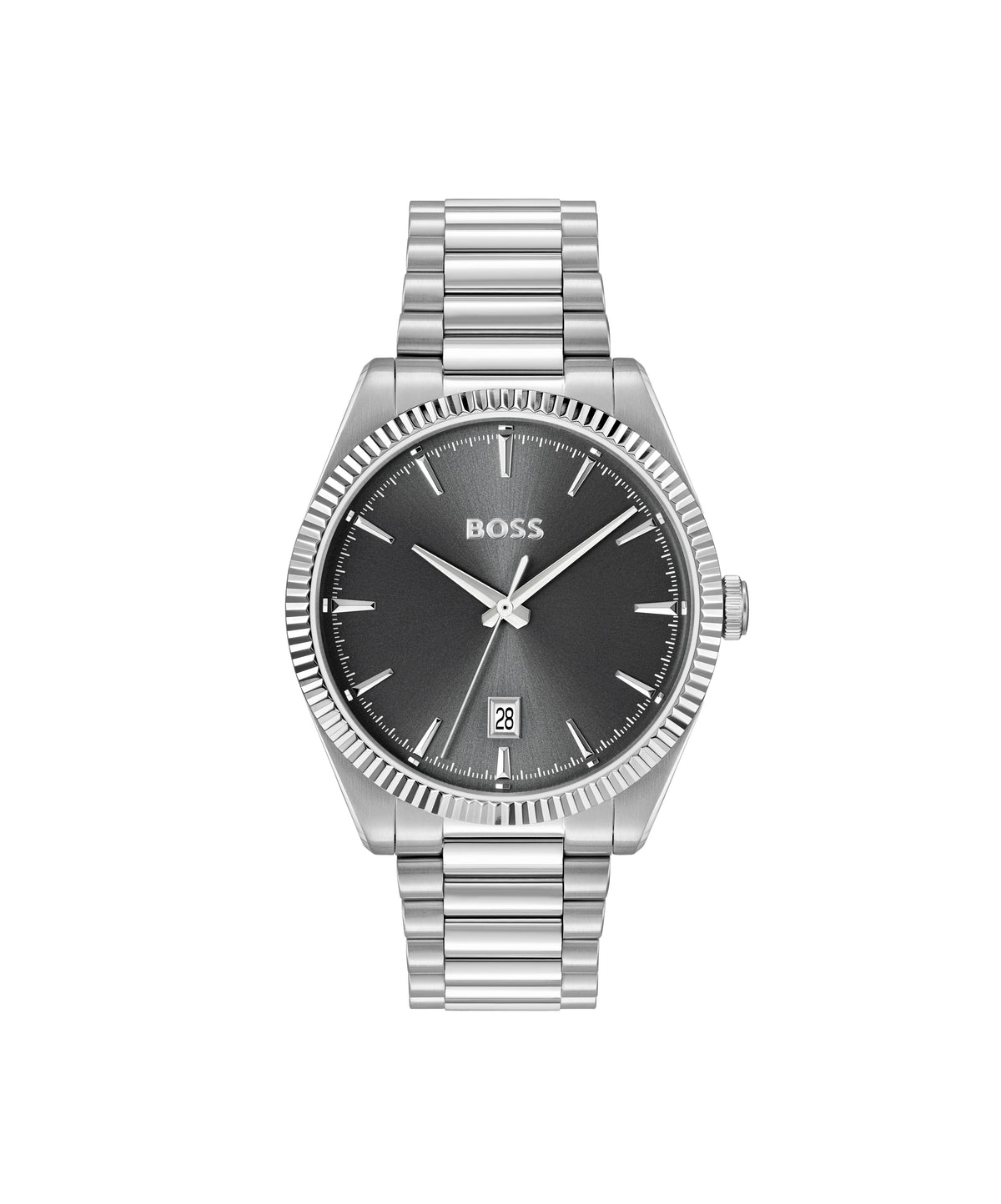 HUGO BOSS Boss Cheswick Gents. Stainless Steel Case and bracelet. Grey Dial with date display.