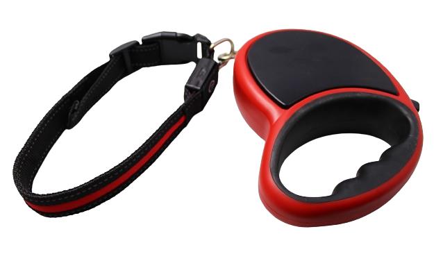 Bella Home 23' Heavy Duty Retractable Dog Leash with Rechargeable Lighted Collar