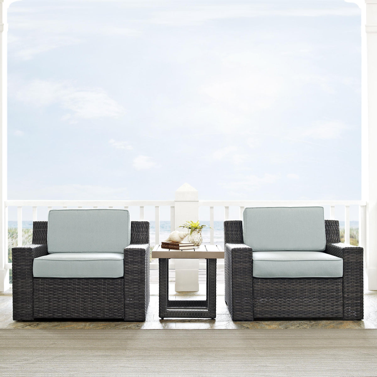 Crosley Outdoor Beaufort 3Pc Wicker Outdoor Chair Set