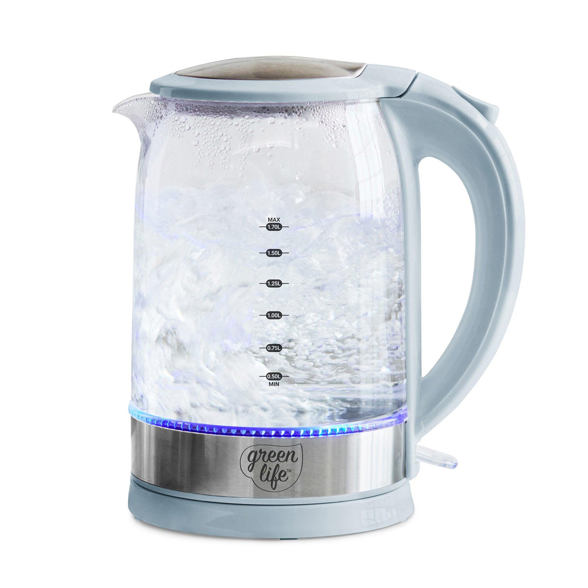 GreenLife Qwik & EZ Electric Glass Kettle Blue Haze
