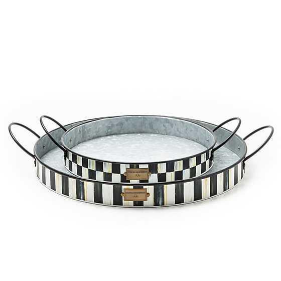 MacKenzie-Childs Rosy Stripe Serving Trays, Set of 2
