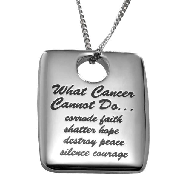 Joyful Sentiments What Cancer Cannot Do Square Pendant Necklace