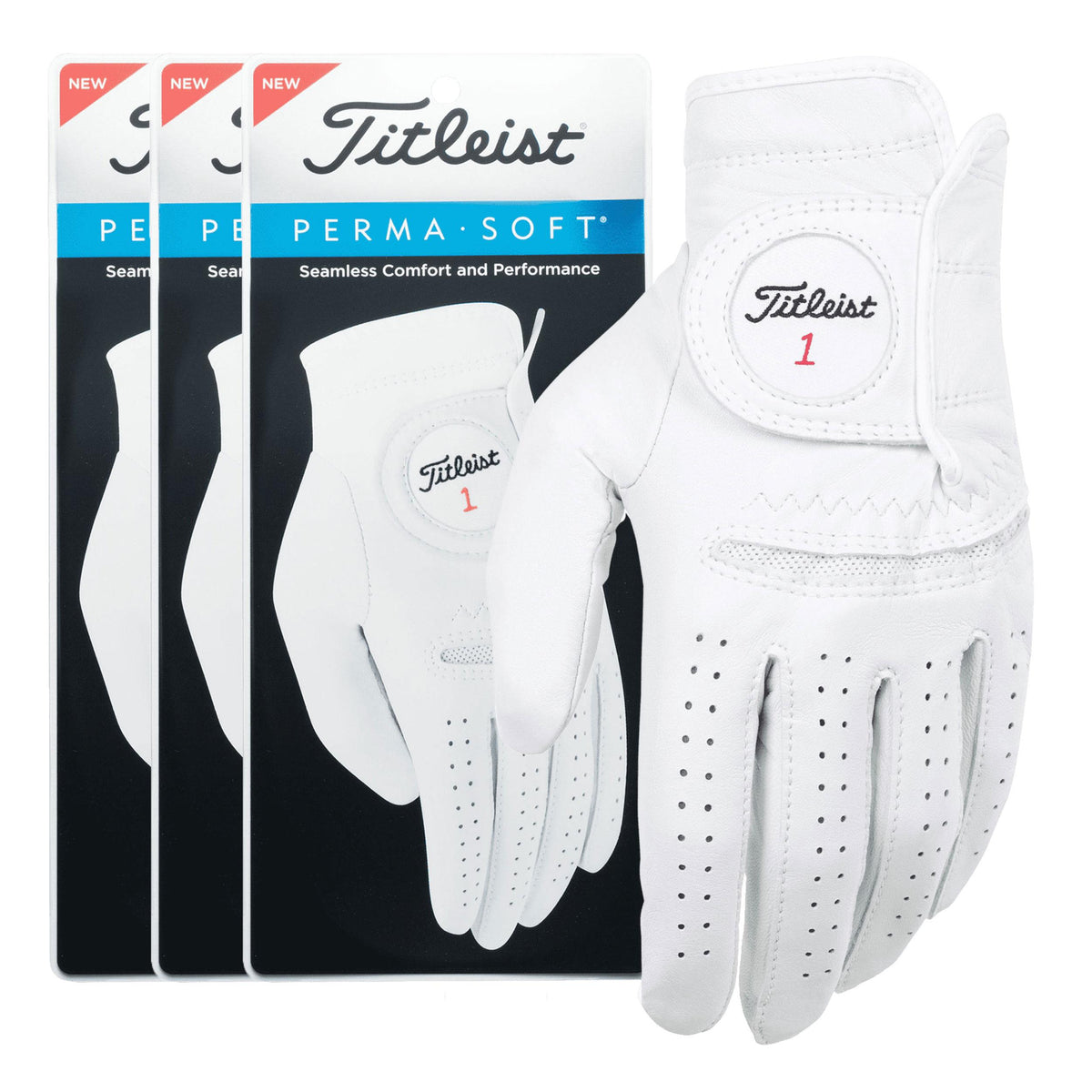 Titleist Perma-Soft Men's Golf Glove - Pearl (3 Pack) - Regular Left Hand/XL
