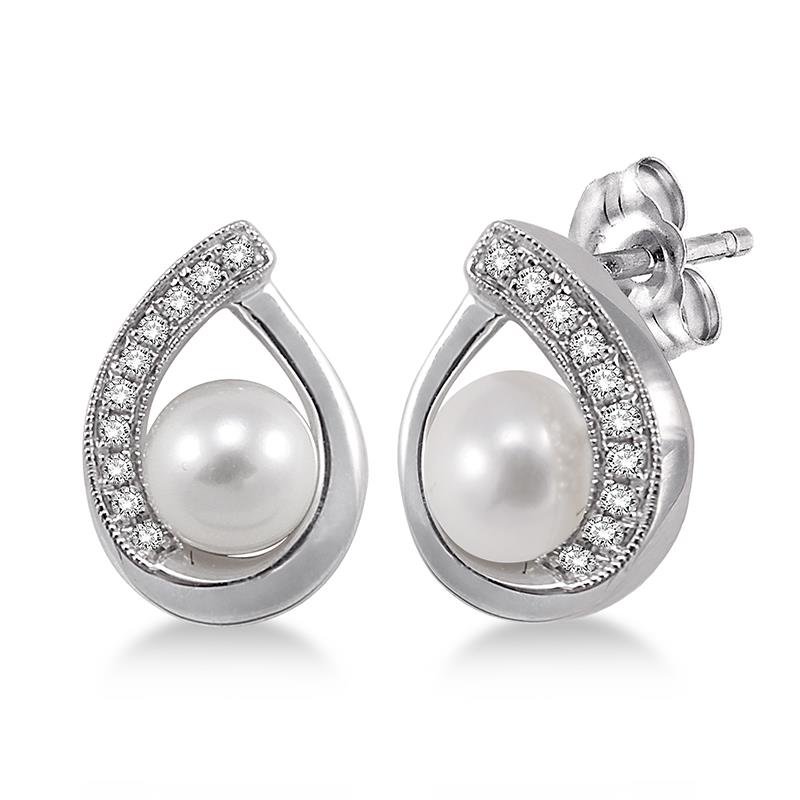 Jilco Inc Diamond & Pearl Earrings
