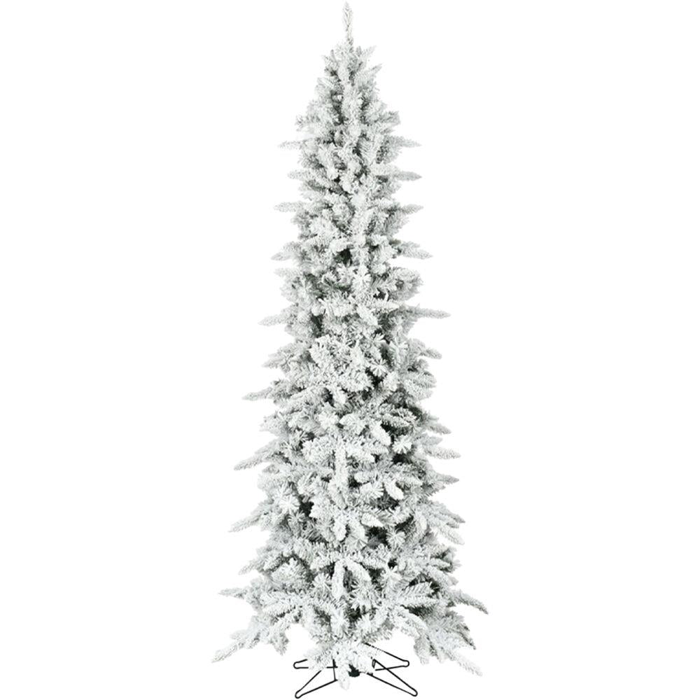 Fraser Hill Farm 9-Ft Slim Mountain Pine Flocked Artificial Christmas Tree