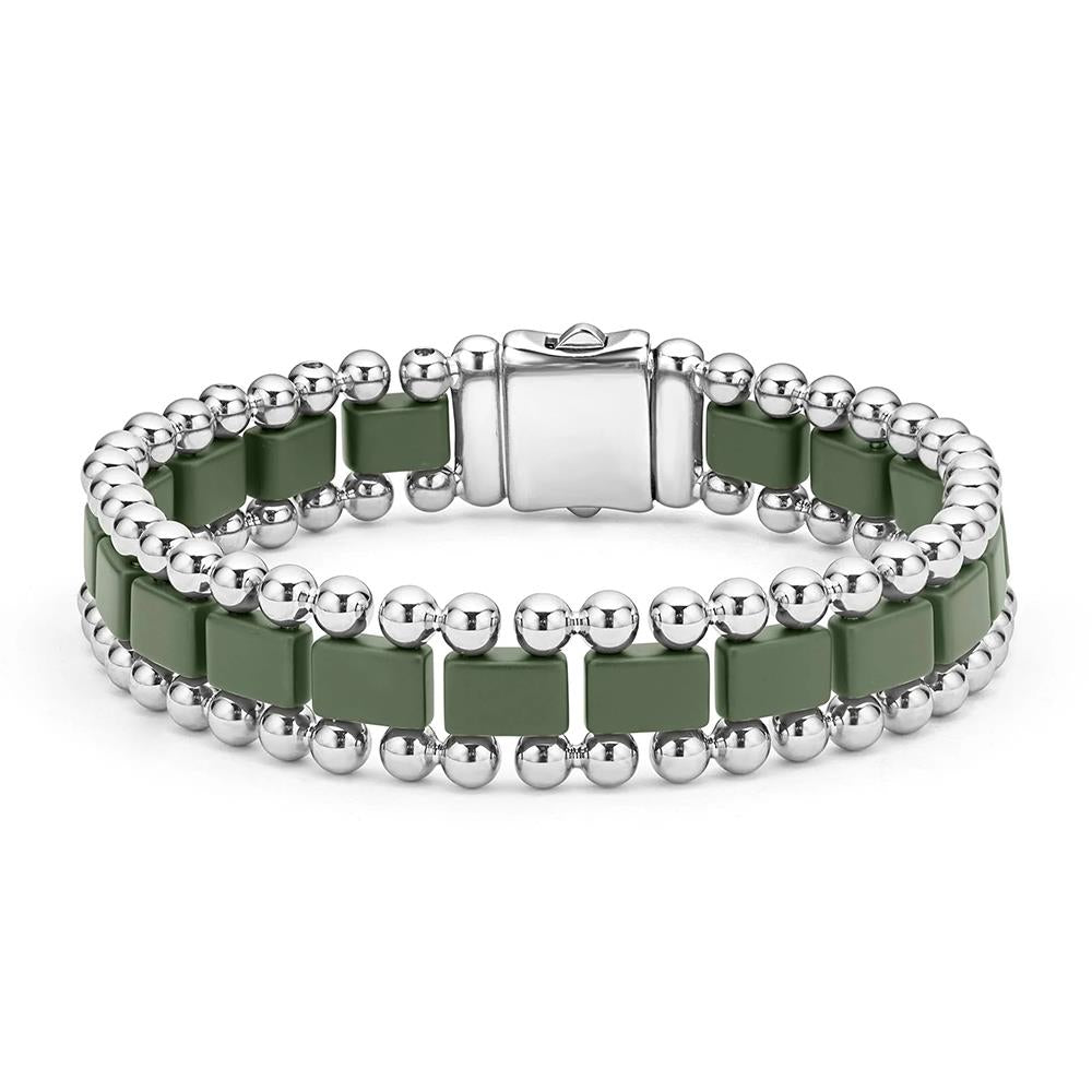 Lagos Men's Matte Hunter Green Ceramic Link Br