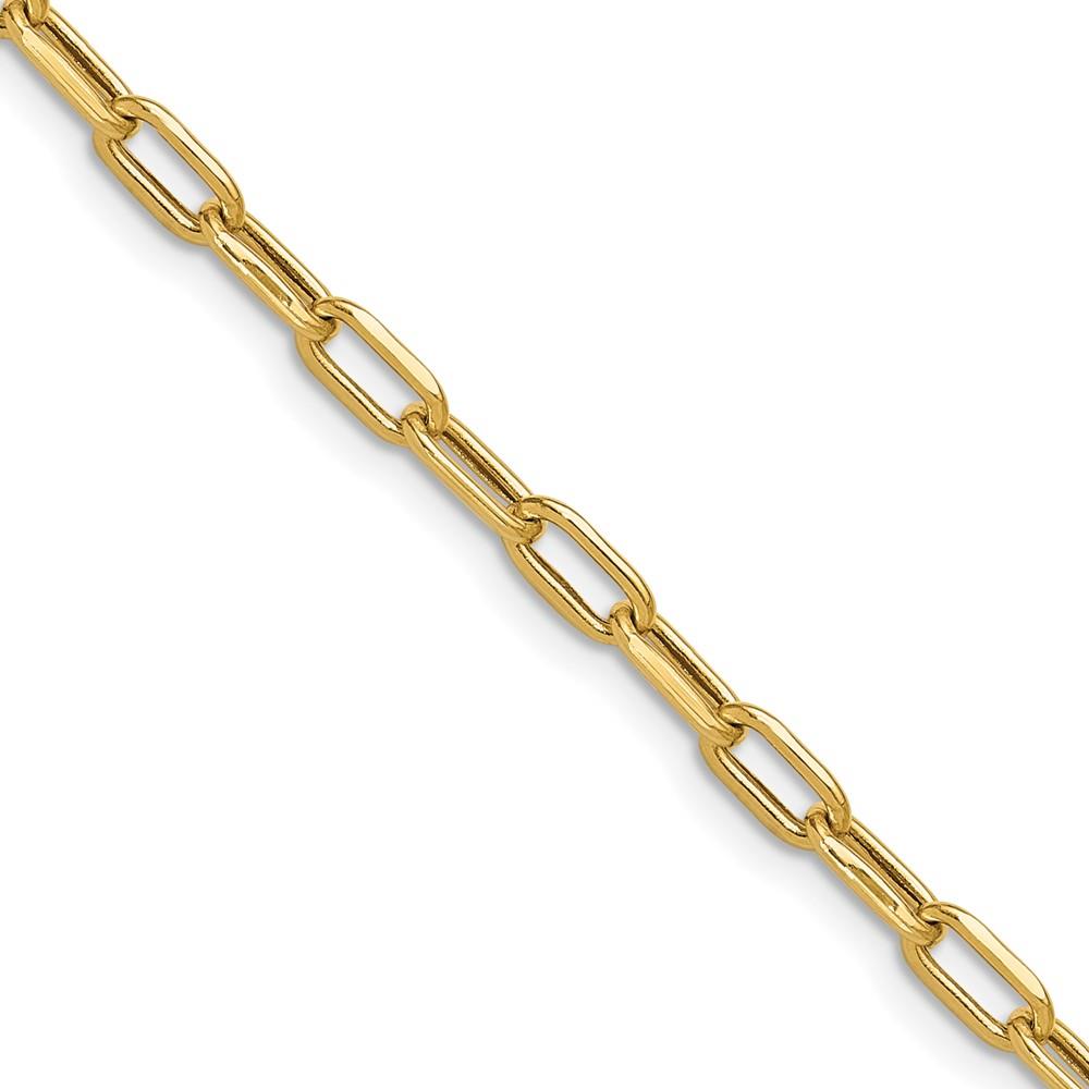 Distinctive 14K Yellow Gold 3.7mm Semi-Solid Beveled Diamond Cut Paperclip Chain 20"