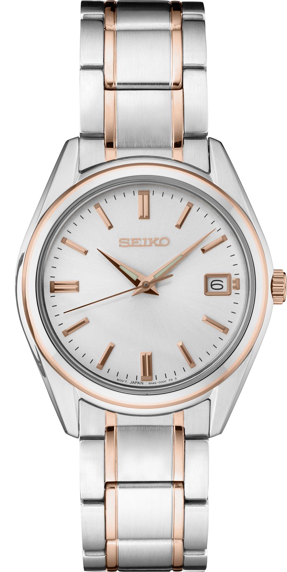 Seiko Ladies Midsize Essential TT, SS, Silver/Rosegold Bracelet