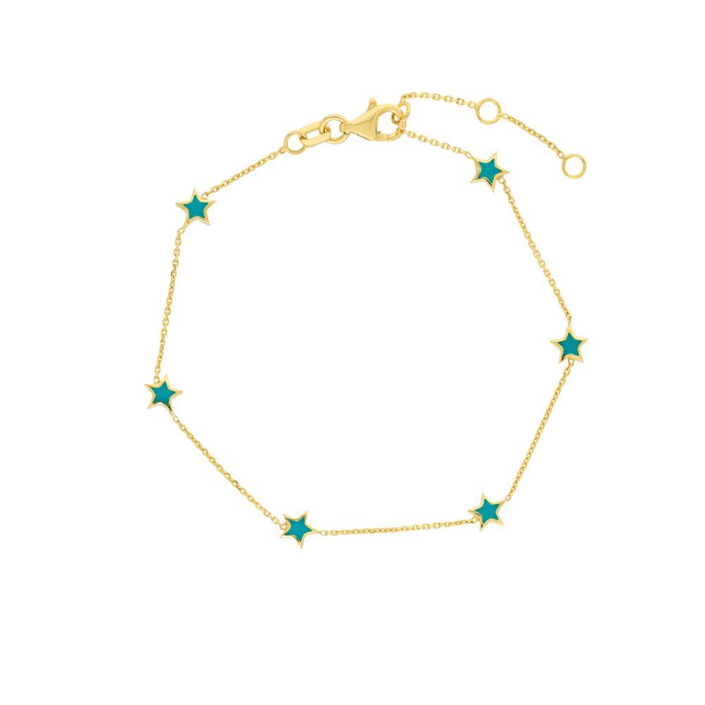 HAWLEY ST Turquoise Enamel Star Station 7.5" Bracelet