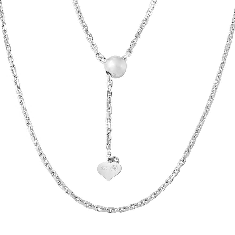 PARIKHS Rhodium Plated Adjustable Diamond Cut Anchor Slider Chain in 925 Sterling Silver