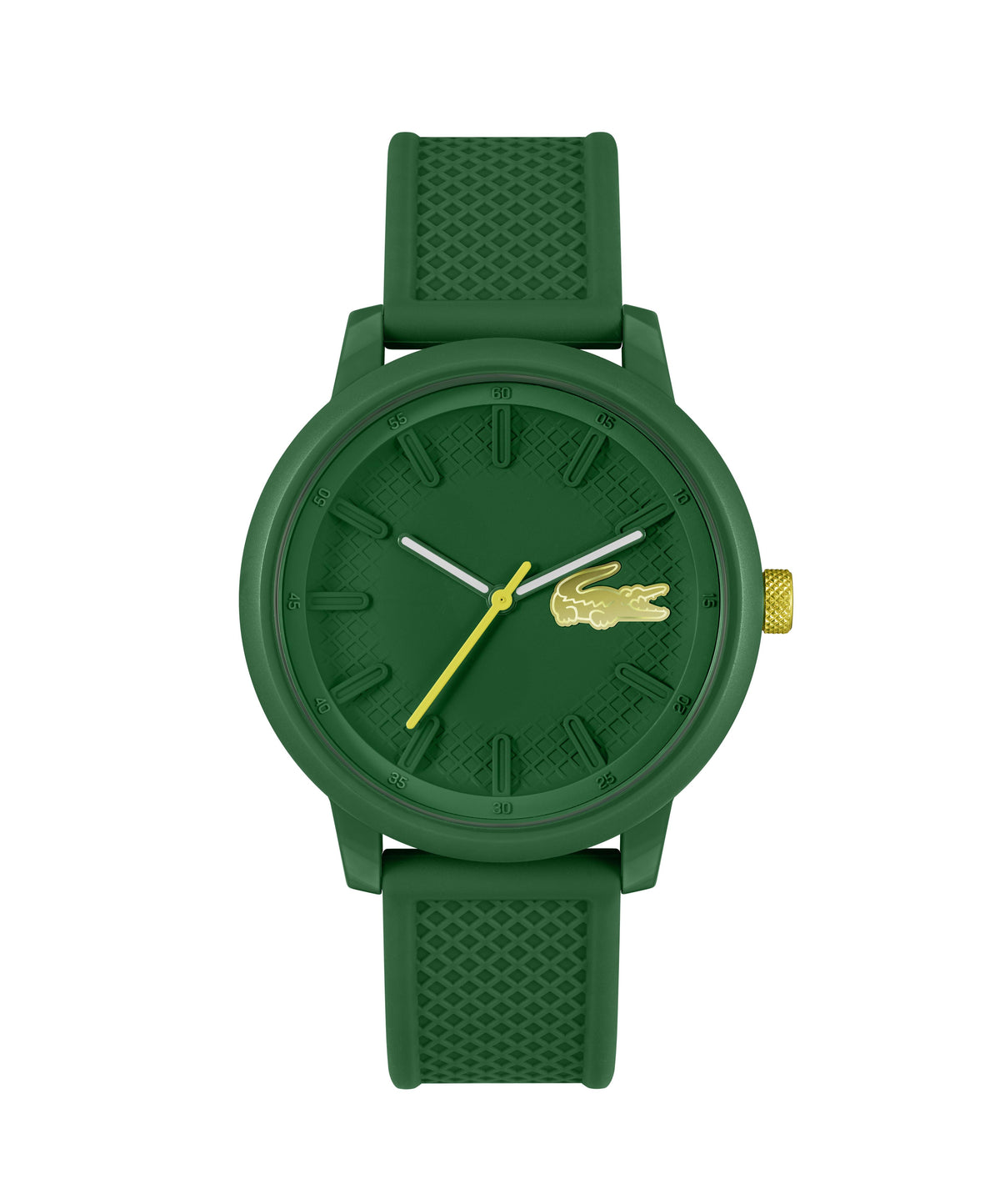 Lacoste L.12.12 Move Gents. Green TR90 Case. Green Silicone Strap. Green dial with Yellow Details