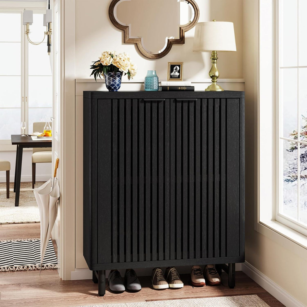 Stark Home 33.4" Modern Wood 6-Tier Shoe Cabinet With Doors