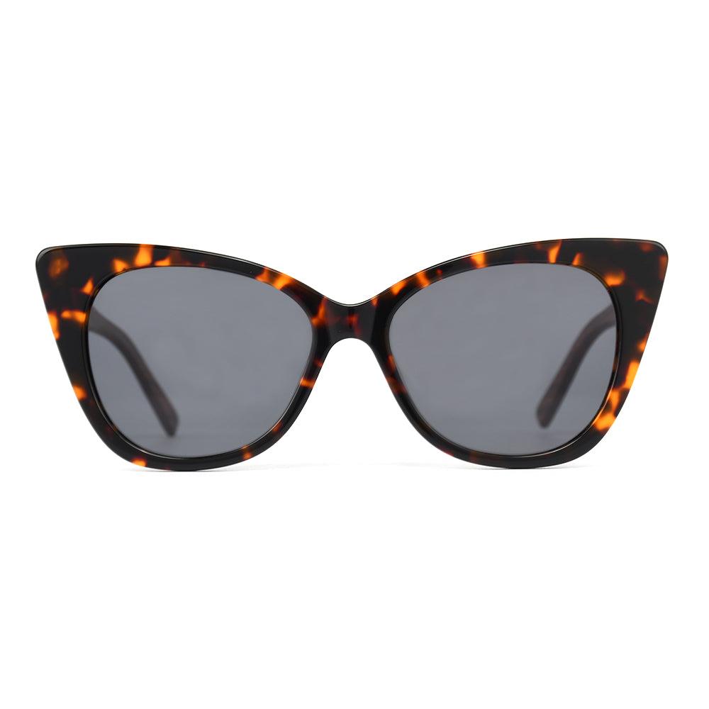 Joycoast Aura - Cat Eye Wooden Sunglasses Pink Teakwood & Brown Lens