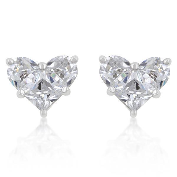 Completely Bella Three Stone Heart Earrings