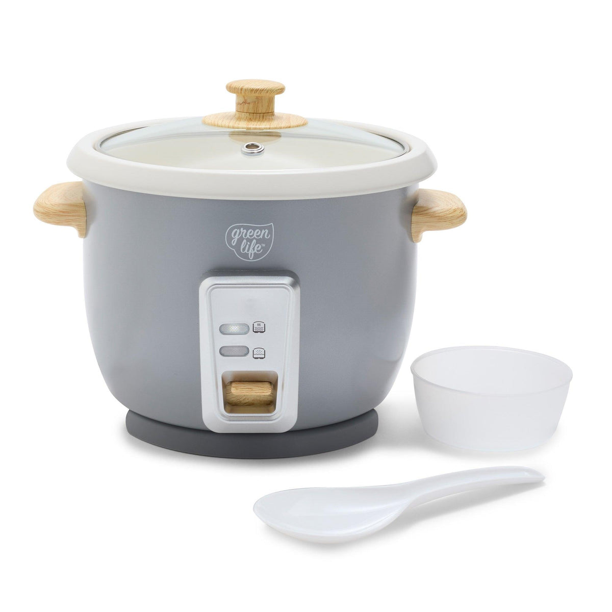 GreenLife 6 Cup Rice Cooker Quartz Gray