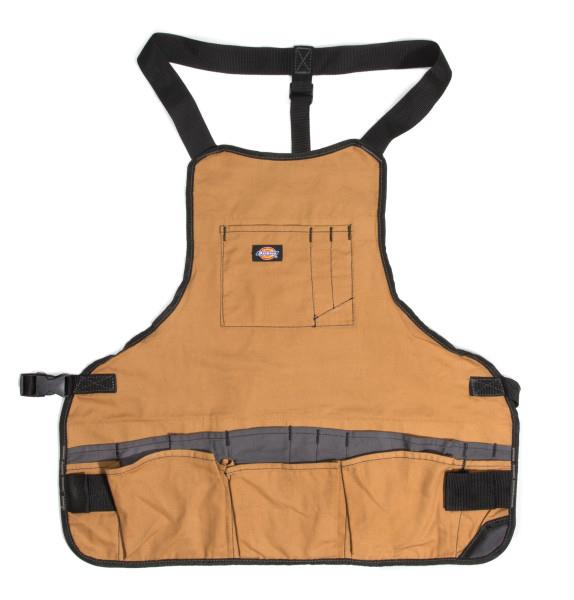 JS Products Dickie's 16 Pocket Bib Apron with Quick Release Buckle: Tan
