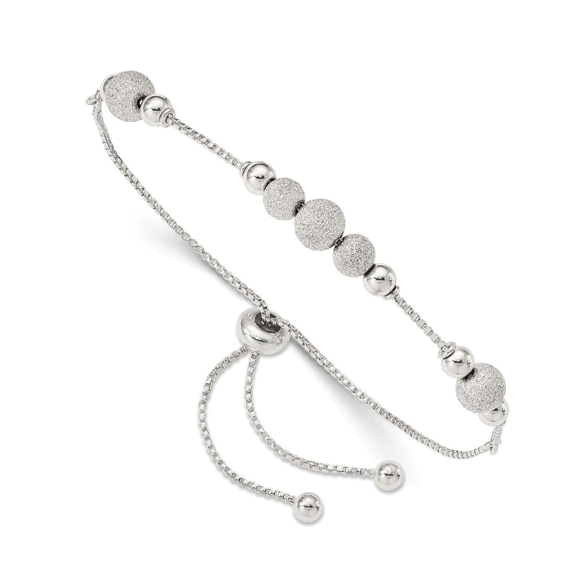 Distinctive Sterling Silver Beaded Adjustable Bracelet