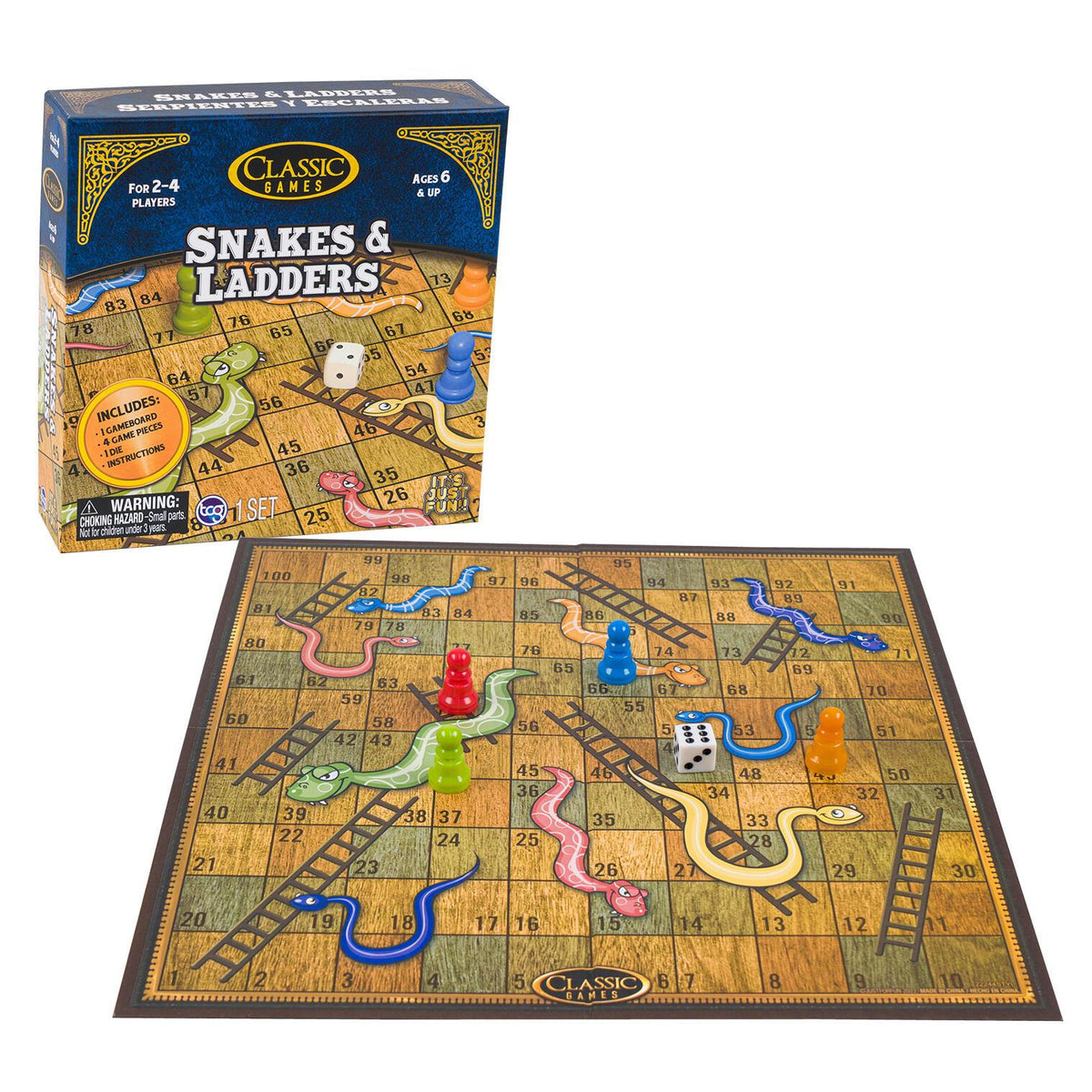 Bella Home Classic Snakes and Ladders Board Game