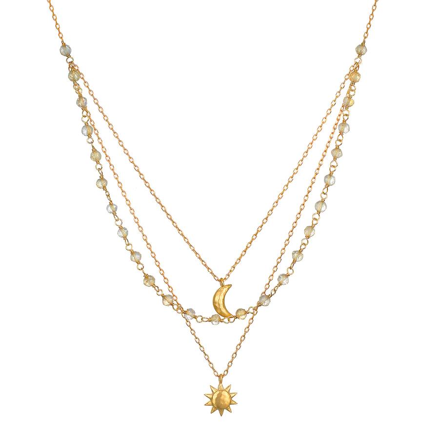 Satya Sun Moon Citrine Triple Necklace