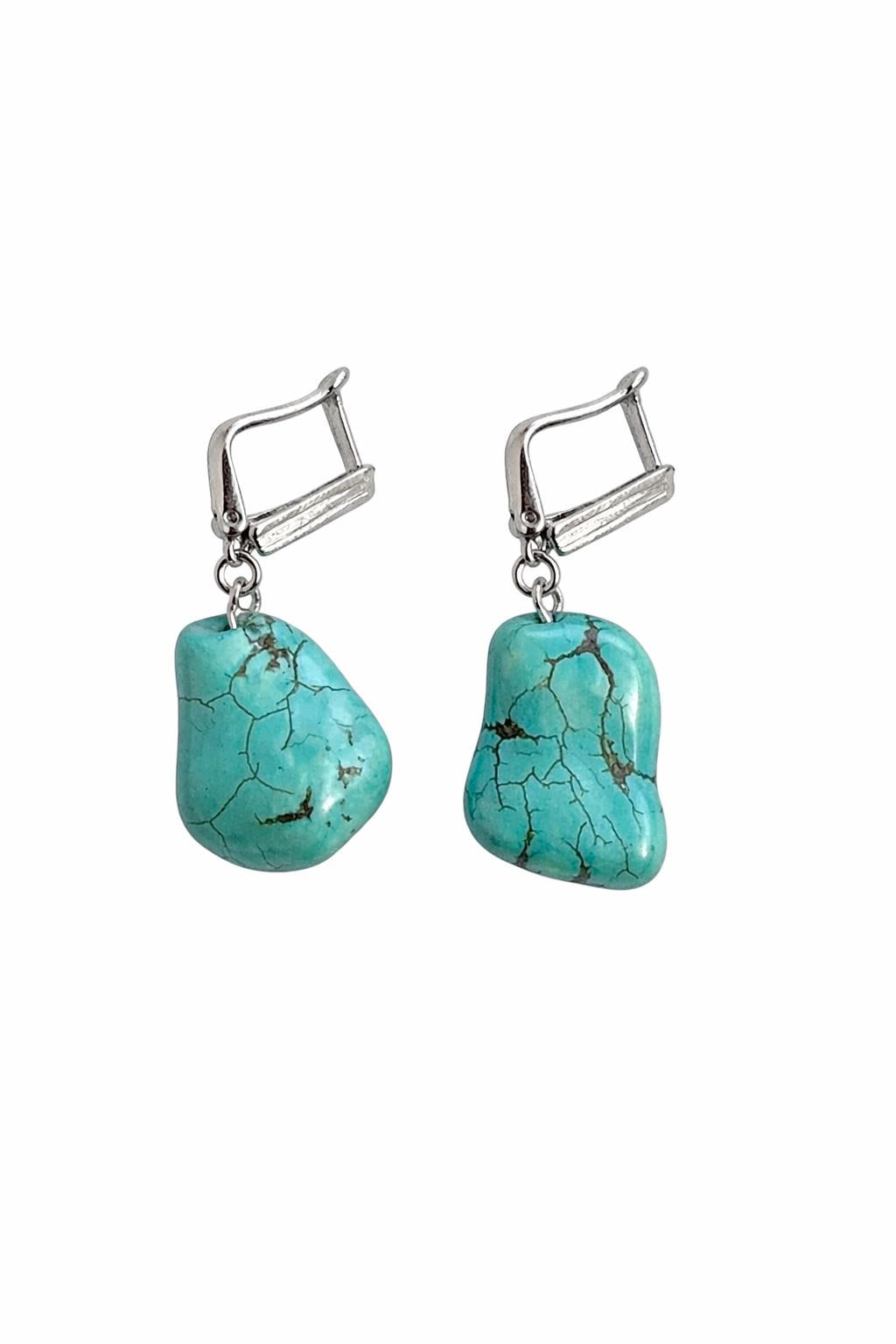Completely Bella Irregular Shaped Natural Turquoise Nugget Earrings