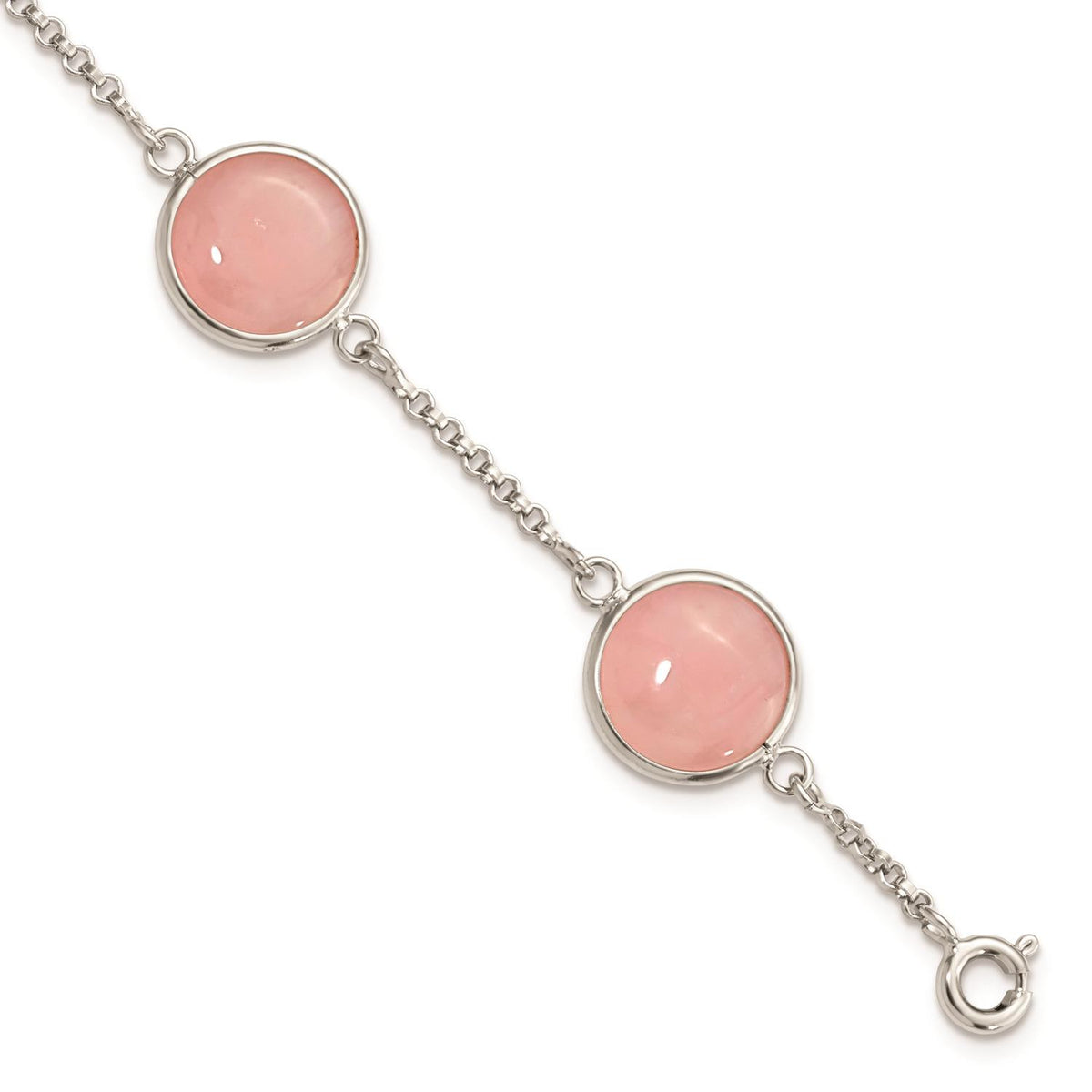 Distinctive Sterling Silver Rose Quartz Bracelet